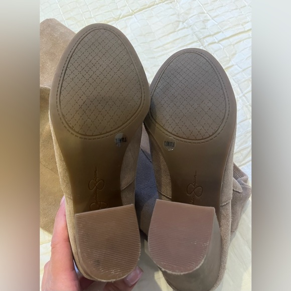 JESSICA SIMPSON Ebyy Suede Leather Over The Knee Boots Camel Tan  Beige 7.5 NEW - Picture 8 of 10